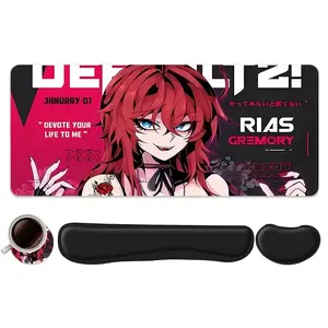 Sexy Anime Character Design Mouse Pad + Keyboard Wrist Rest + Ergonomic Mouse Pad + Coaster Set For Desktop, Office Accessories, Ergonomic Wrist Support, Computer Mat Mouse Pad Coaster For Home Office Gaming, Anime Mousepad Desktop Accessory Gaming Items
