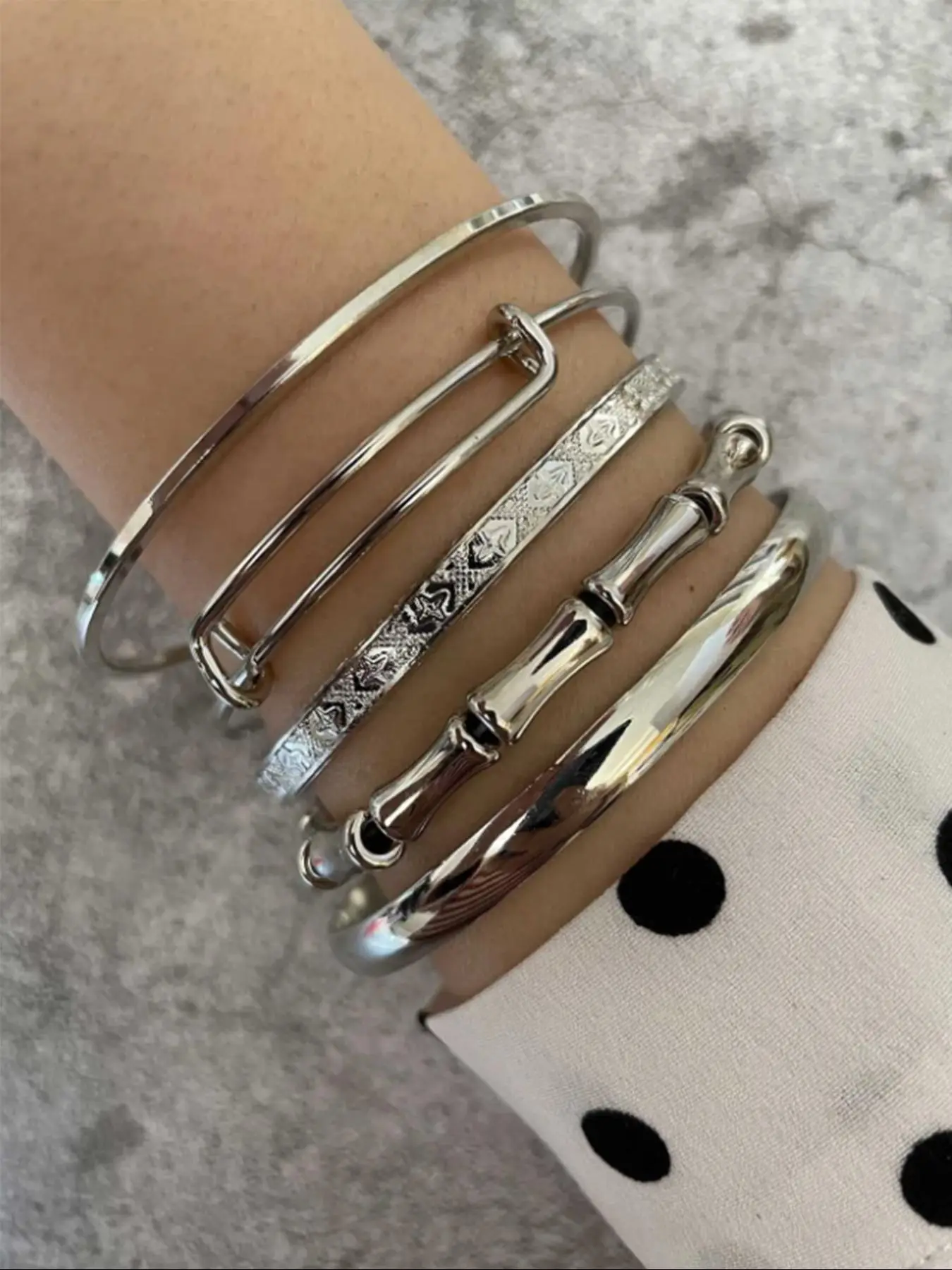 Women's Elegant Mixed Bamboo Joint Design Cuff Bangles Bracelets, Fashion Matching Jewelry for Party, Daily Clothing Decor, Trendy All-match & Exquisi