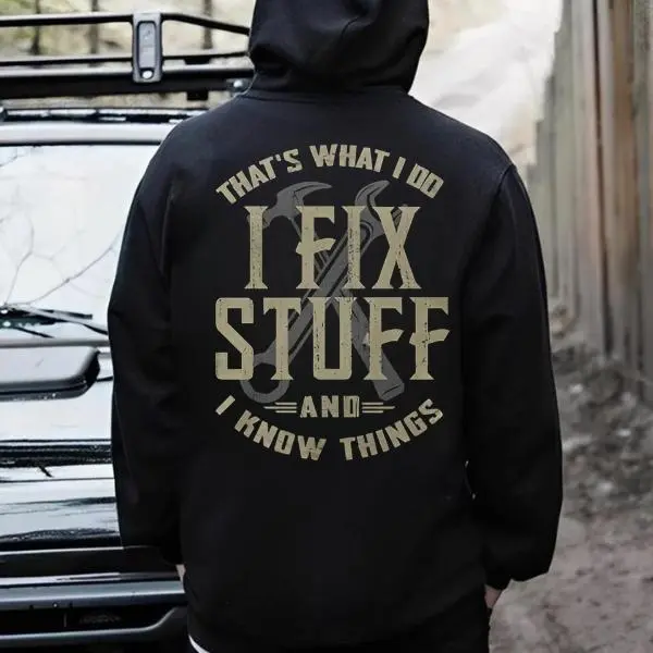 Women's Casual Cotton T-Shirt with Traditional 'I Fix Stuff and I Know Things' Graphic, Classic Fit Crew Neck, Top, Fabric