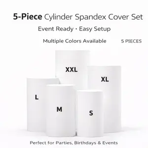 5-Piece Cylinder Spandex Covers – Stretch Fit Round Pedestal Covers – Event Decor