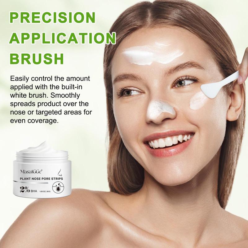 Masaigge Plant Nose Pore Strips 60pcs & Nose Cleansing Mud Mask 30g, Contains 2% Salicylic Acid, Deep Cleaning, Brighten Skin