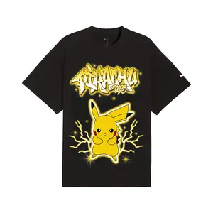 PUMA Mens X Pokémon Hoops Pikachu Graphic Crew Neck Short Sleeve Casual Tops Casual - Black