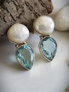 Bohemian Pearl & Blue Teardrop Earrings | Handcrafted Vintage Style Jewelry.This Minimalist Style of Exquisite Earrings Is Perfect for Daily Wear. They Are Suitable for Occasions Such As Birthdays, Anniversaries, Christmas,Mother's Day, Etc.
