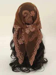 Fashion Emporium - Women's Embroidered Square Scarf, Bandana for Hair, Neck or Handbag, Fashion Head Scarf Wrap, Summer Festival Accessory, Trendy Gift