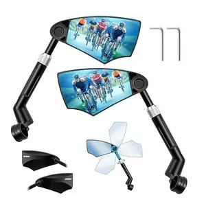 Anti-Glare Handlebar Bike Mirror: Bike Rear View Mirror With Retractable & 360° Adjustable Lens, HD Blast-Resistant Bicycle Mirror For 20-23mm Handlebar