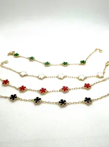 Hermosas Pulseras con Flores en Oro Laminado 14 Medida 7 Pulgadas y con Extension 8 Pulgadas para Elegancia Diaria