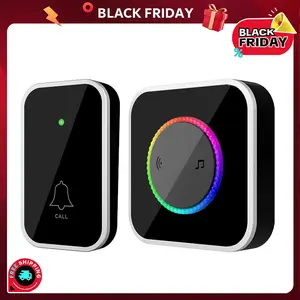 Wireless Doorbell, Easy installation, Waterproof, Adjustable Volume, 45 Chimes, Colorful LED, 1000Ft Range, Black Wireless Doorbell, Easy installation, Waterproof, Adjustable Volume, 45 Chimes, Colorful LED, 1000Ft Range, Black