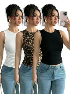 Women's Plus Size Sleeveless Tank Tops, Breathable Casual Comfort, Versatile Home Wear, Outdoor Travel Beach, Casual Sleeveless Crop, Pack of 3