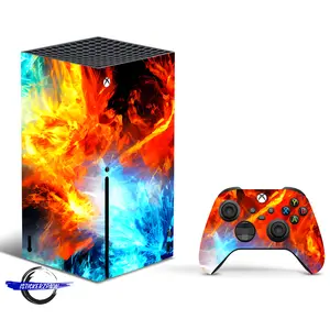 Vinyl Wrap Skin Fire & Ice Compatible with X-Box Series X +2 Controller Skins