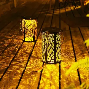 Solar Powered Tree of Life Design Lighted Lantern, Waterproof Outdoor Hanging Lamp, Decorative LED Lighting for Yard & Garden Decoration