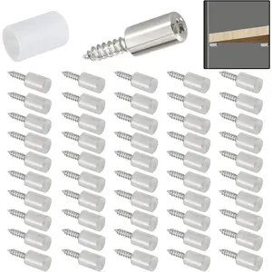 50Pcs Self-Tapping Screws for Cabinets - Non-Slip Sleeve Shelf Pins, Laminate Fixed Support Pegs for Kitchen Utensils, Bookcases, Wardrobes (Cross Head Phillips Cabinet Hardware)