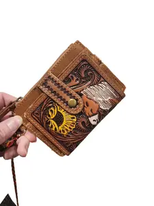The Maren / Brown Western Card holder With Horse design