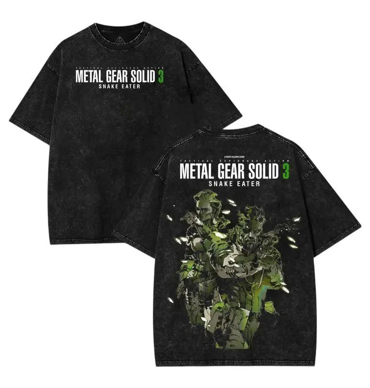 Metal Gear Solid 3 Snake Eater T-Shirt, Vintage Unisex Game Acid Fabric Cotton T-Shirt Menswear Clothes Top Crewneck Oversized Graphic Tee