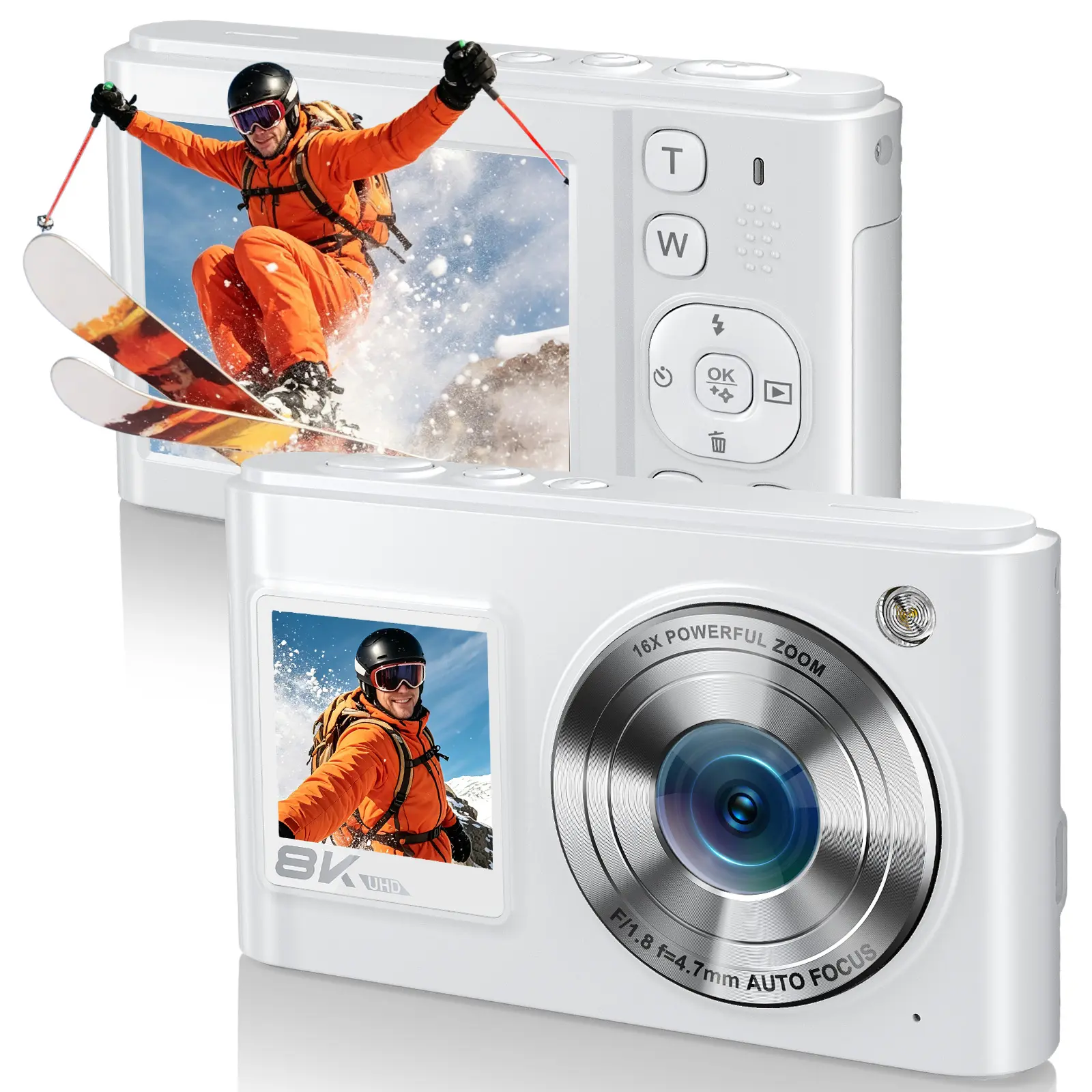 CAMKORY 8K Digital Cam (Electronic), 96MP Point & Shoot Camera with Auto Focus, Dual Screen, 16X Zoom, 6-Axis EIS Anti-Shake, WiFi, Y2K Aesthetic Compact Camera for Kids' Photography, Travel Recording, Holiday Gift