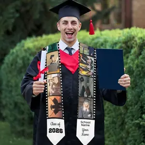 Custom Photo Graduation Stole: Class of 2026, Personalized Sash Gifts