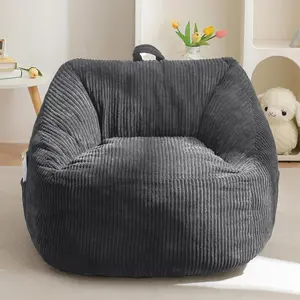 Bean Bag Chair, Bean Bag Couch with Handle, Comfy  Chair for Boys and Girls, Accent Sofa Chair with Pocket for Gaming Reading Relaxing, Dark Grey