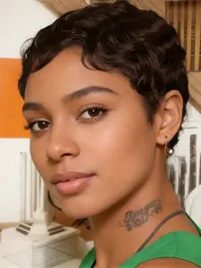 pixie cut short finger wave human hair wig machine made pixie wig daily party use human hair wig black brown burgundy 99j color for women stylish gift wig