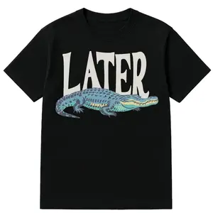 Crocodile T-shirt Retro 90s Style Short Sleeve Funny Graphic Loose Fit Tee for Men & Women Casual Gift Idea Round Neck Menswear Top
