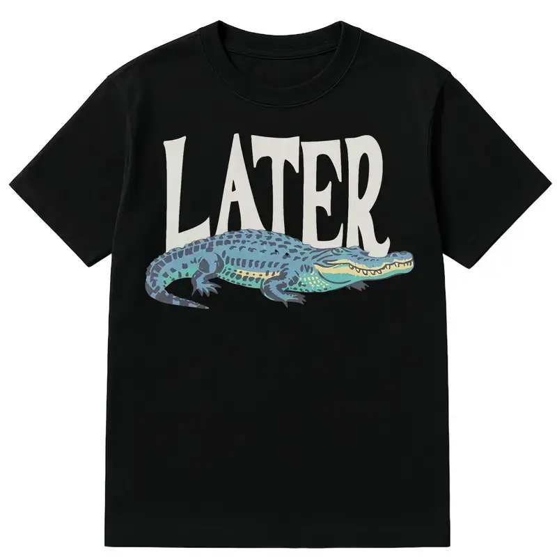 Retro 90s Crocodile Graphic T-Shirt, Unisex Funny Streetwear Short Sleeve Tee in 100% Cotton with a Classic Casual Fit, Shortsleeve, Graphic Tees With Bold Colored Prints