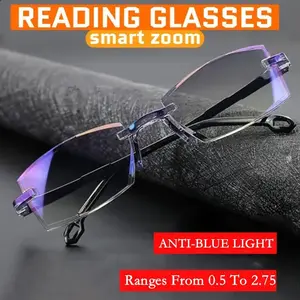 Smart zoom multi-function reading glasses for men and women - automatic adjustment, anti-blue light, high-quality PC frame, transparent lenses