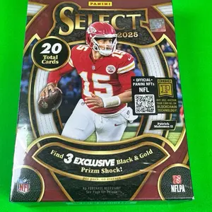Panini Select 2025 NFL Football Trading Cards - 20 Total Cards per Pack, Find 3 Exclusive Black & Gold Prizm Shock! Hanger Box