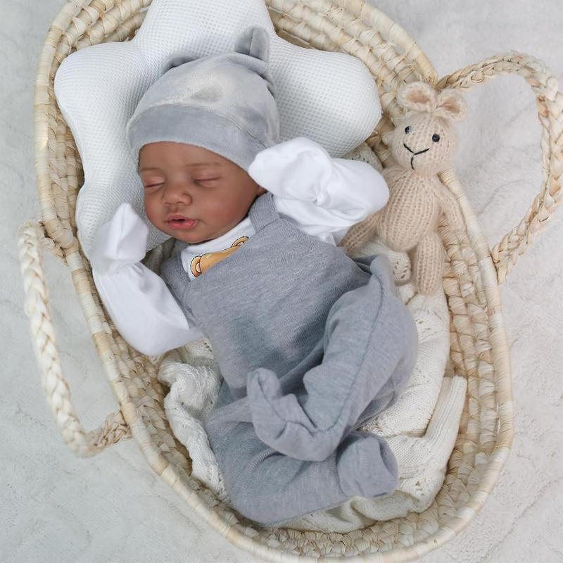 [WOOROY] Reborn Baby Doll New Released - 18 In Real Life Baby Doll African American Black and Brown Skin Boy Doll, Lifelike Newborn Baby Doll Poseable Soft Cloth Body, Gift Set with Accessories for Kids Aged 3+