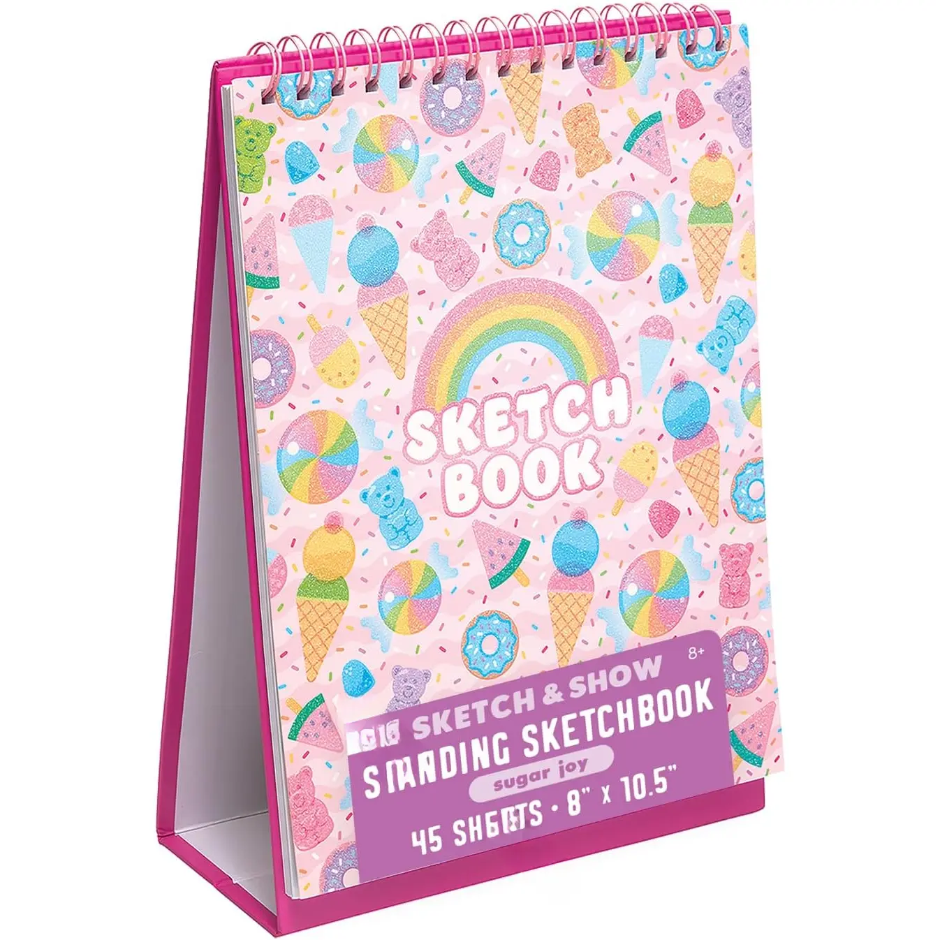 Sketch and Show Standing Sketchbook with 45 Large 10.5 x 8 Perforated Pages, 120 GSM/ 32lb  for Markers, Colored Pencils and More,  to School Supplies - Sugar Joy