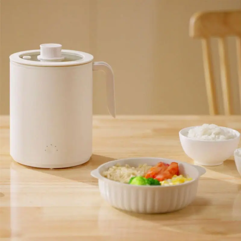 OCTAVO Mini Rice Cooker 1.0L with 5 Preset Functions & 4/6/8 Delay Timer Compact White Rice Maker for 1-2 People Ideal for Small Households