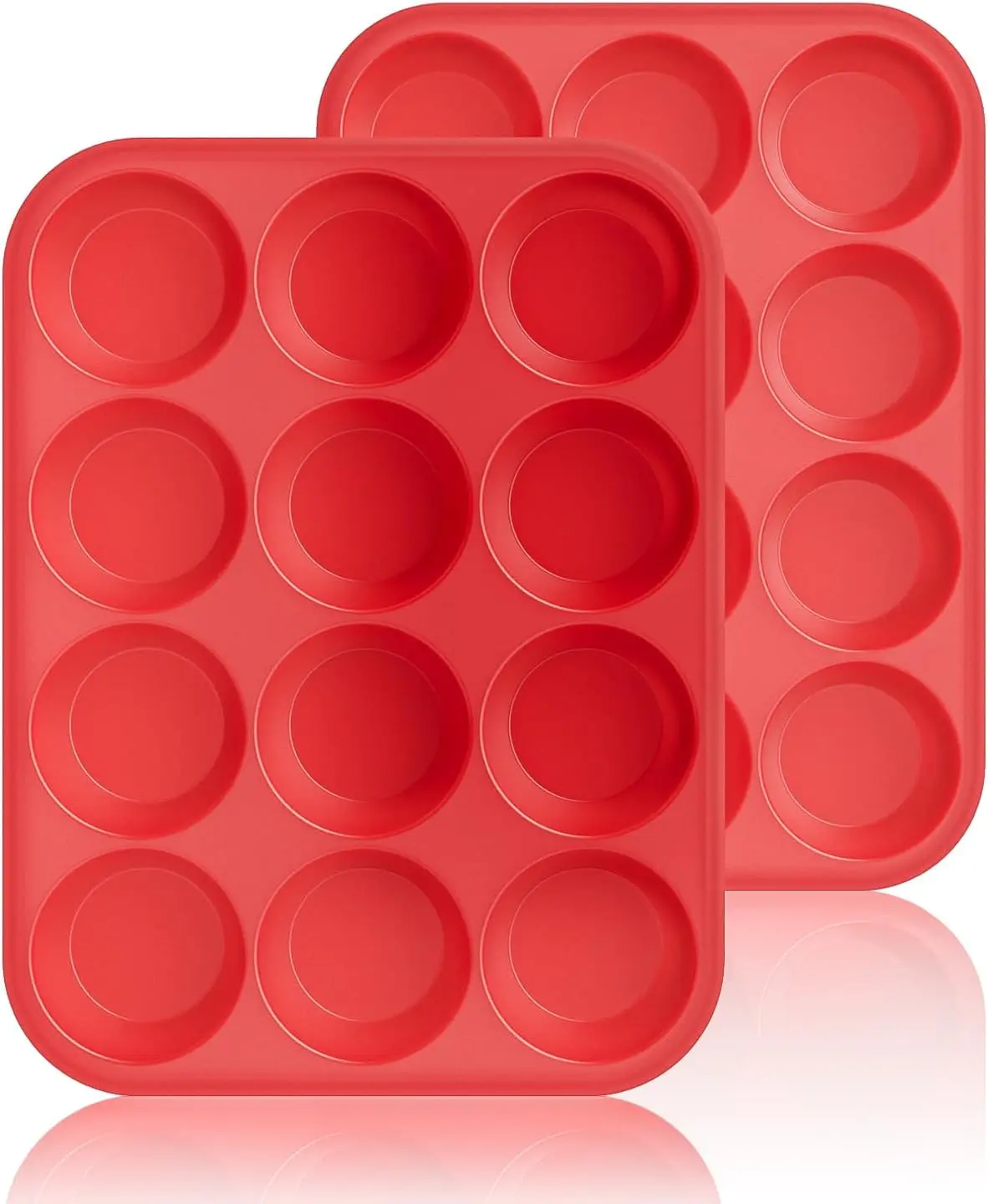2Pack Silicone Muffin Pans with Metal Reinforced Frame,12 Cup Regular Size Silicone Cupcake Pan,Muffin Tin,Nonstick Cupcake Baking Molds for Muffins,Cupcakes,Egg Bites,BPA Free