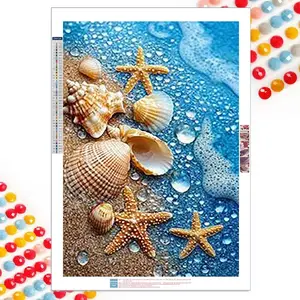 Beach Shell Pattern DIY Diamond Arts Colorful Painting Kit without Frame, 5D Diamond Arts Colorful Painting Kit, DIY Wall Art Decor for Home, Diamond Painting Kits