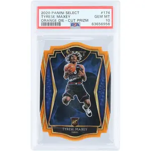 Tyrese Maxey Philadelphia 76ers 2020-21 Panini Select Die Cut Orange Prizm #174 #44/65 PSA Authenticated 10 Rookie Card - Fanatics Authentic Certified