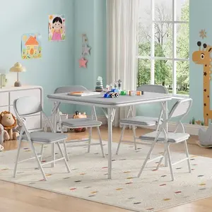 Folding Table and Chairs Set, Boys and Girls Activity Table and Chairs Set for Dining Room,Daycare,Classrooms