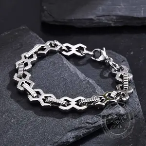 GTHIC Punk Versatile Stainless Steel Patchwork Bracelet for Men Women Statement Jewelry Daily Wear