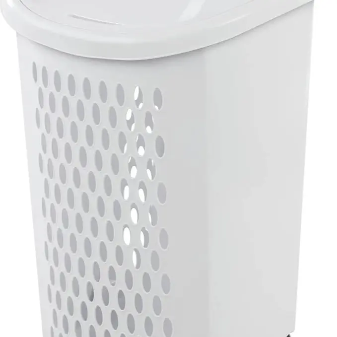 Mind Reader 135 Liter Ultra Wheeled Design Clothes Laundry Basket White Plastic Bin with Venting Dots for Easy Maneuverability