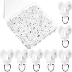 100 count Curtain Track Gliders Dual Wheel Plastic Mute Rollers for Ceiling Drapes & Room Dividers Plastic Shower Rail Hooks Compatible with  Tracks Easy Install