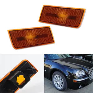 2PCS Amber Lens Front Bumper Side Marker Lights Housing For Chrysler 300C/300 2005 2006 2007 2008 2009 2010 Replace OEM 4805861AA, 4805860AA