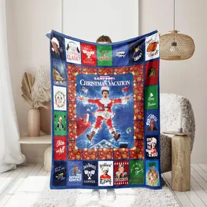 Christmas Vacation Film Blanket Official Movie Art Brings Classic Comedy Moments To Life Ultra Soft Flannel nap Perfect For Reliving Hilarious Scenes Cozy Up With Your Favorite Characters This Holiday Season
