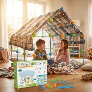 Fort Building Kit for Kids 4,5,6,7,8+Year Old Boys & Girls, 50 pcs, Creative STEM Building Toys for DIY Castles, Tunnels, Play Tent, Ideal Gift for Aged 5-8
