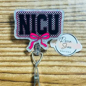 NICU Pink Bow Badge Reel