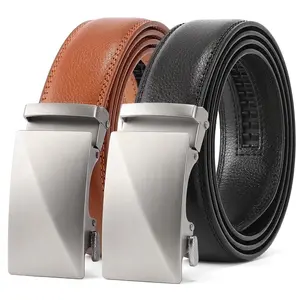 2 Pack Mens Leather Ratchet Belt - Customizable Fit, Effortless Style (35mm)