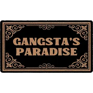 Gangsta's Paradise Doormat 30x18 Inch Funny Welcome Mat Flower Doormat Shoe Mat for Front Door Entrance Non-Slip with Rubber Backing Absorbent Door Mat Easy to Clean Housewarming Gift