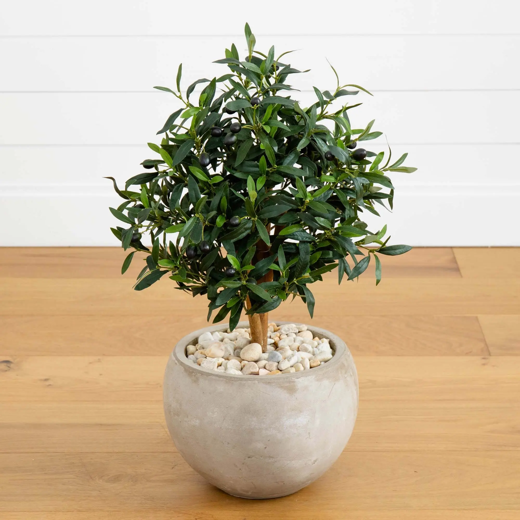 31” Rustic Artificial Indoor Olive Tree in Bowl Planter - Olive Tree Decor Accent with Decorative Fruit for Table, Kitchen