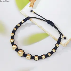 Lucky Black Braided String Bracelet for Women, Elephant Charm Stackable Bracelet, Ethnic Style Good Luck Bead Adjustable Rope, Trendy Boho Aesthetic Jewelry Perfect for New Year Gifts & Daily Wear