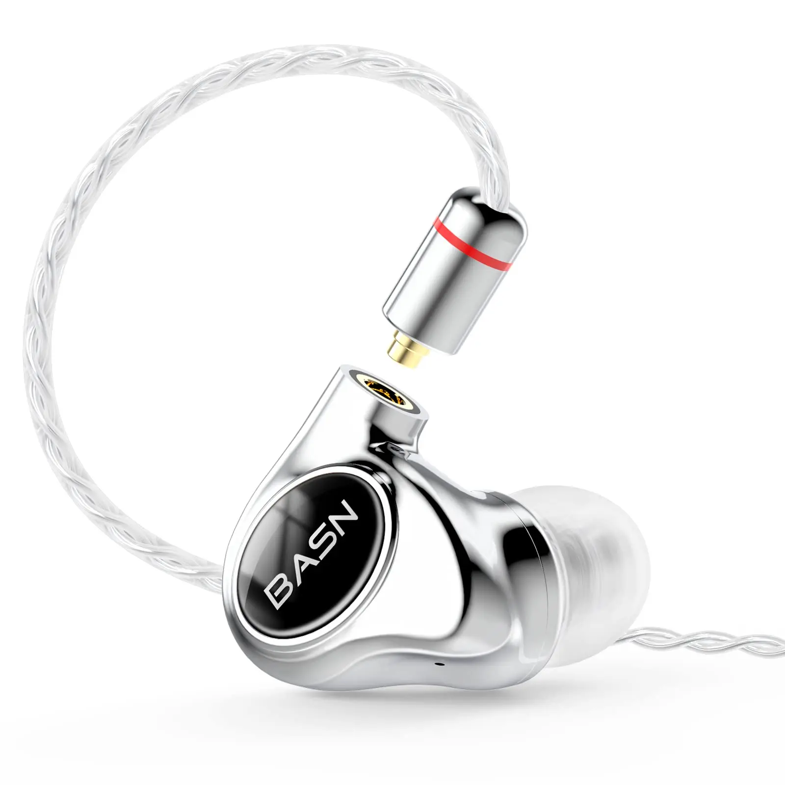 BASN Metal 4-Driver Noise-Isolating In-Ear Monitor Electronic Earbuds (IEM Series) – Deep Bass, Compact Fit, 2 Detachable MMCX Cables, Multi-Device Compatibility, Carrying Case for Musicians, Audio/Game Console Use