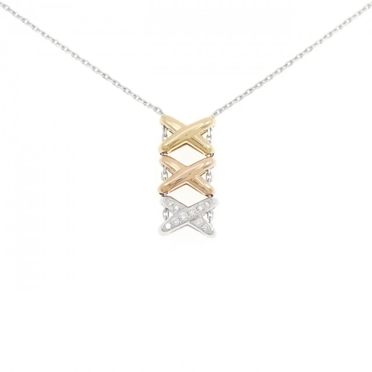 Chaumet Liens d’Amour Tricolor Gold Diamond Necklace