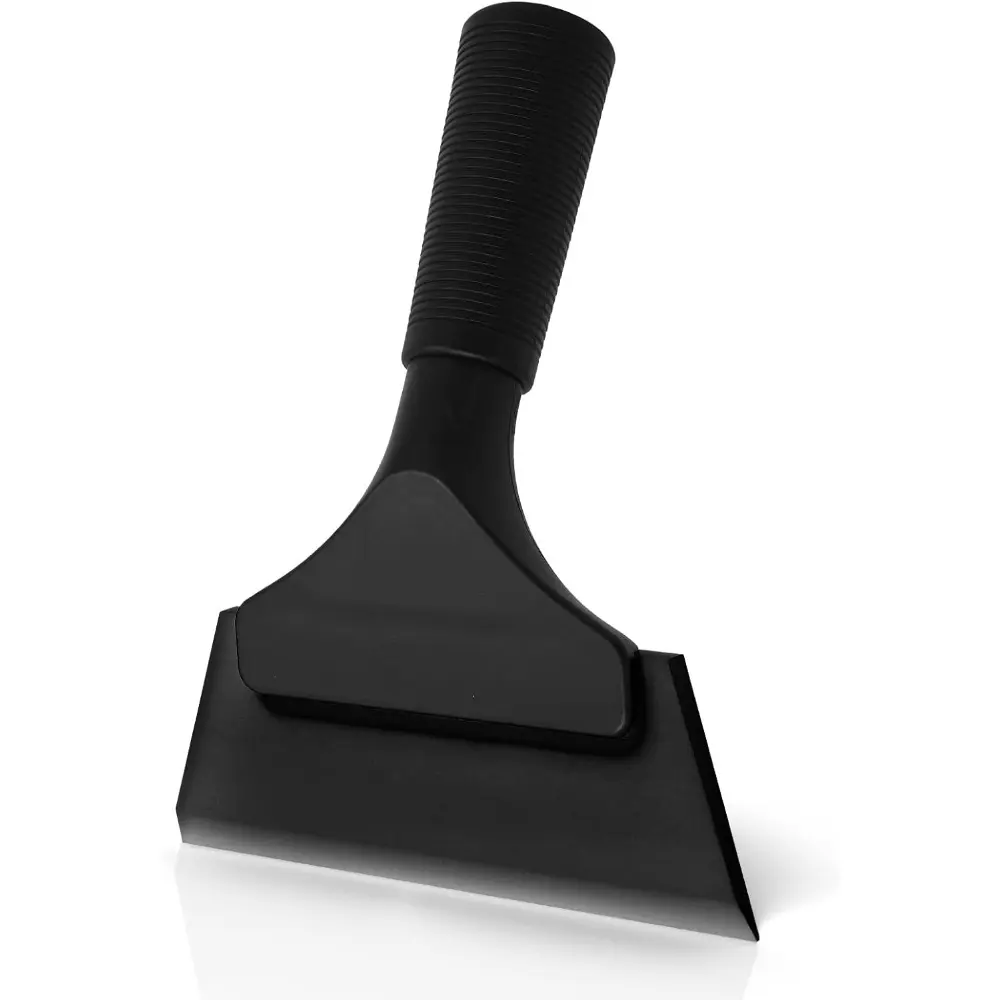 5-in Silicone Blade Rubber Window Squeegee with Comfortable Hand Grip for Car Glass, Bathroom Cleaning (Pure Black)