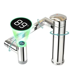 1080° Rotatable Bathroom Vanity Faucet with Height Adjustable Single Handle 2 Water Outlet Modes Bar Sink Tap with Temperature Display