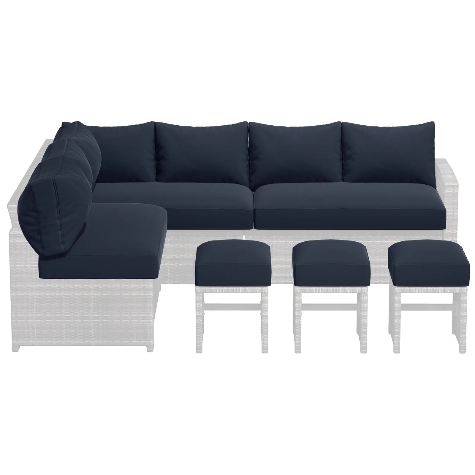4 inch Patio Cushions for 7-Seats Outdoor Furniture, Replacement Cushions Memory Foam Cushions and Covers 4 inch Patio Cushions for 7-Seats Outdoor Furniture, Replacement Cushions Memory Foam Cushions and Covers