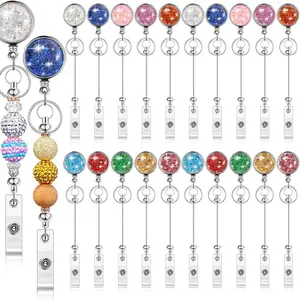 22pcs(1pcs/$1) Glitter Beadable Badge Reel Set  Retractable ID Holders With Blank Beadable Bars  DIY Nurse & Teacher Gift Idea #beadable #badgeReel #nursegift #teachergift #diycrafts #officesupplies