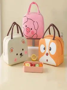 Adorable Pet Cartoon Lunch Box Bag, Large Capacity Insulated Handbag, Perfect for Office Workers & Students, Ideal Holiday Gift